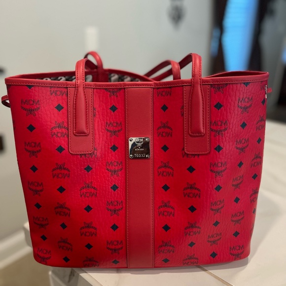 MCM Handbags - ❤️ Authentic MCM Candy Red Reversible Liz Shopper in Visetos ❤️